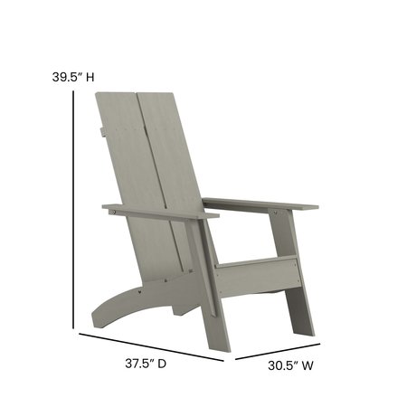 Flash Furniture Set of 2 Gray Modern Adirondack Chairs & Ottomans 2-JJ-C14509-14309-GY-GG